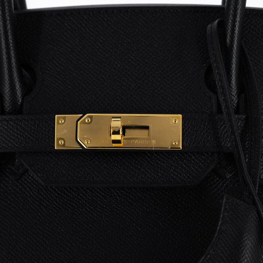 Luxury Hermes Birkin 30 Epsom Noir Gold hardware Y stamp 2020