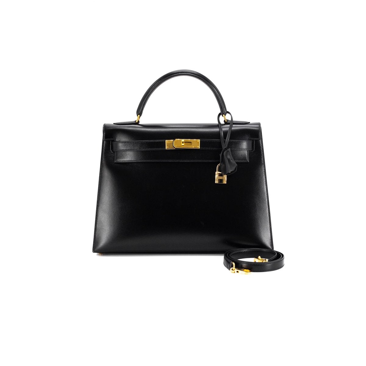 Luxury Hermes Kelly 32 Noir Box Calf