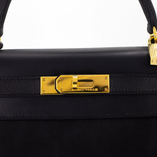 Luxury Hermes Vintage Kelly 28 Noir - [A]