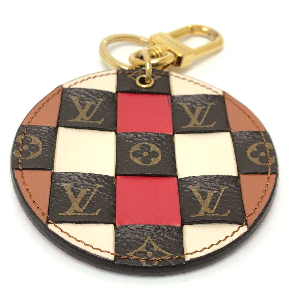 LOUIS VUITTON key ring M68657 leather Brown portocre monogram check Key ring Women