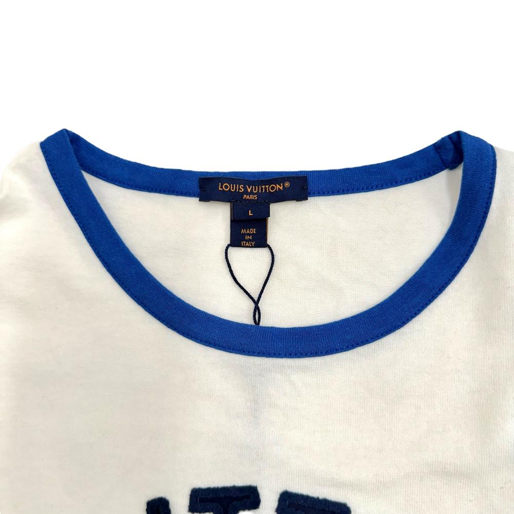 Louis Vuitton Logo Cotton T-Shirt White/Blue
