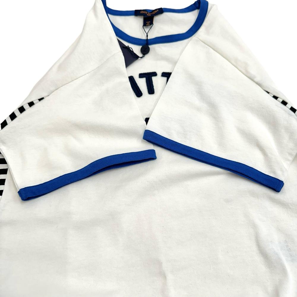 Louis Vuitton Logo Cotton T-Shirt White/Blue