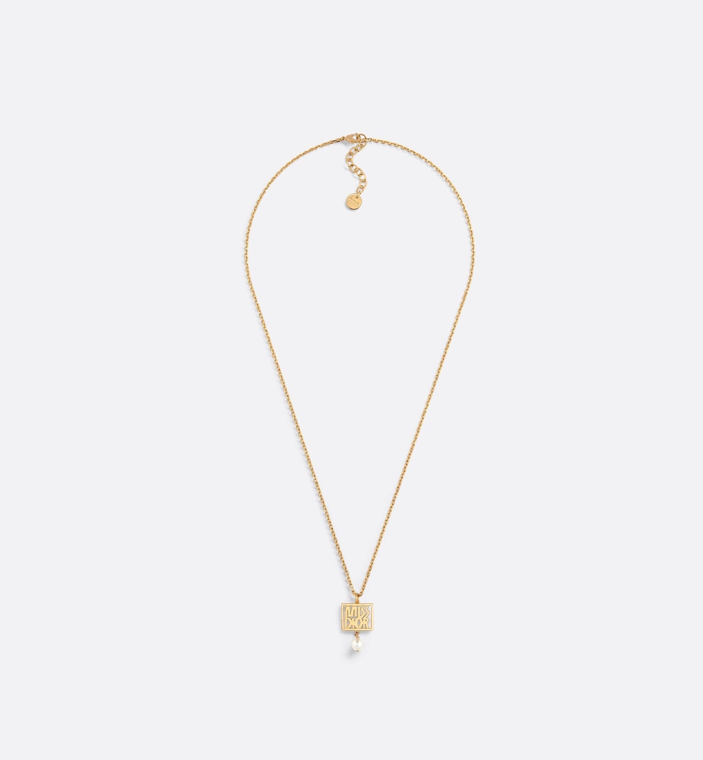 Miss Luxury Dior Necklace Gold Finish Metal And A White Resin Pearl