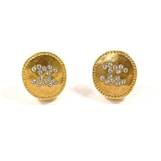 Chanel Coco Mark Earrings Metal Rhinestone