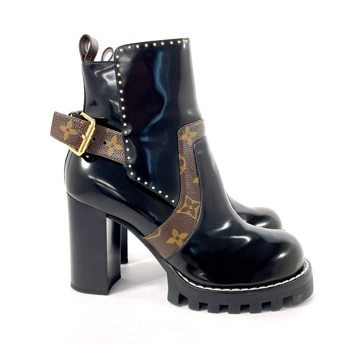 Louis Vuitton Patent Leather Monogram Boots