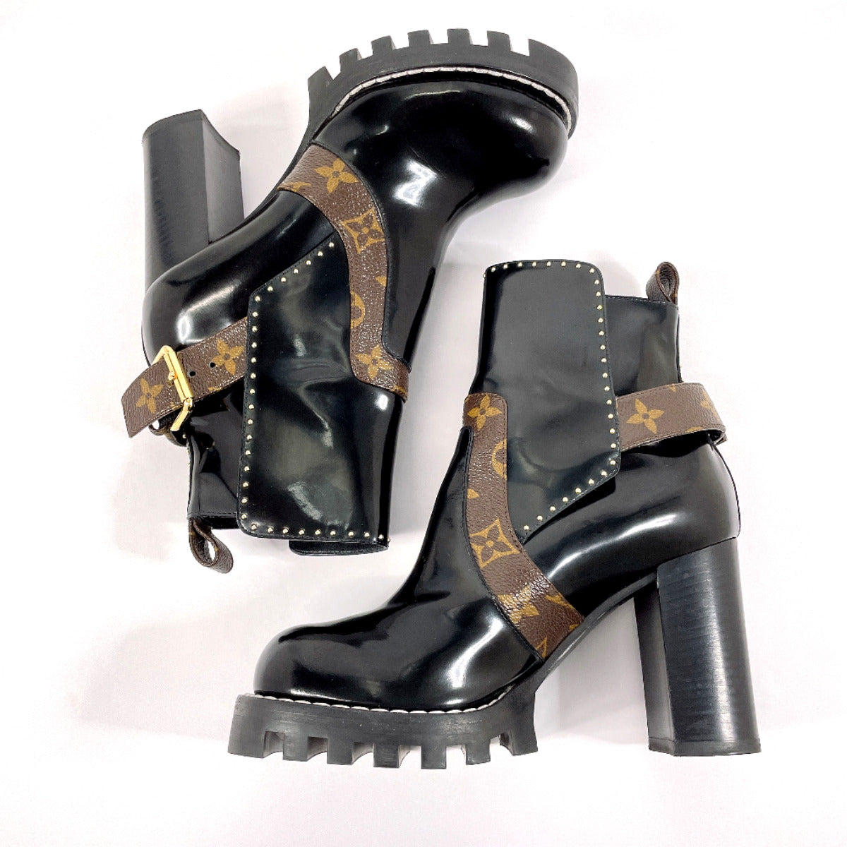 Louis Vuitton Patent Leather Monogram Boots