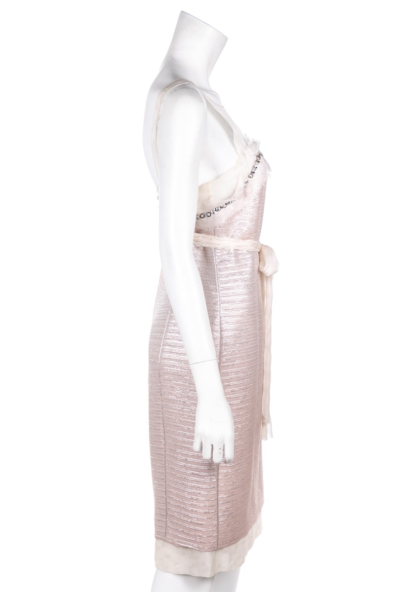 Chanel Pink Tweed and Chiffon Dress Size M | FR 40