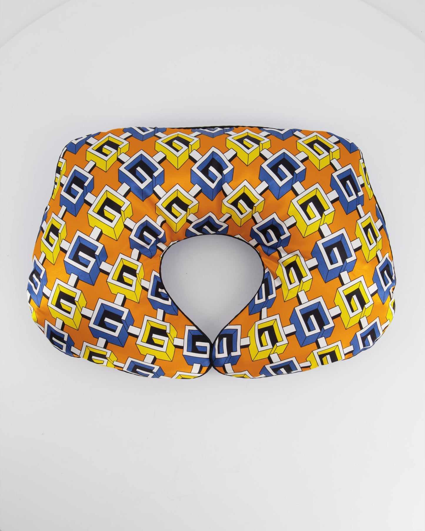 Luxury Gucci Trending 2025 Blue and Orange Travel Silk Set Neck Pillow and Slippers size M