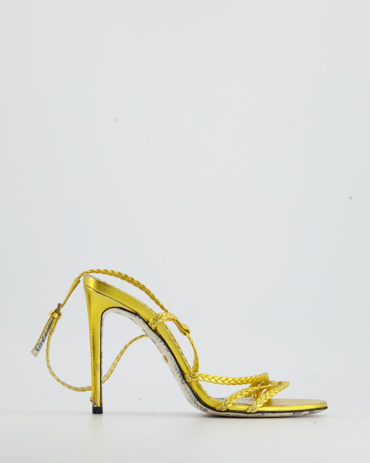 Luxury Gucci Metallic Gold Rope Sandals with Floral Detailing EU 37.5