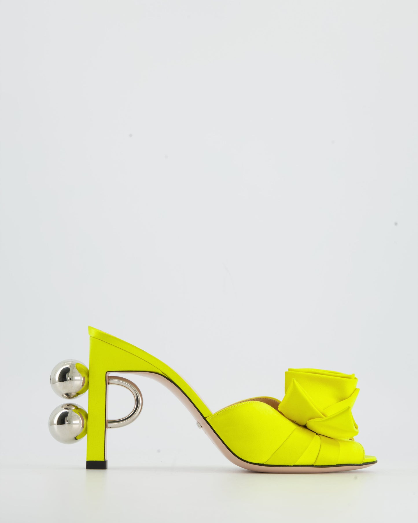 Luxury Gucci Neon Yellow Satin Rose Mules with GG Detailing Size EU 37.5