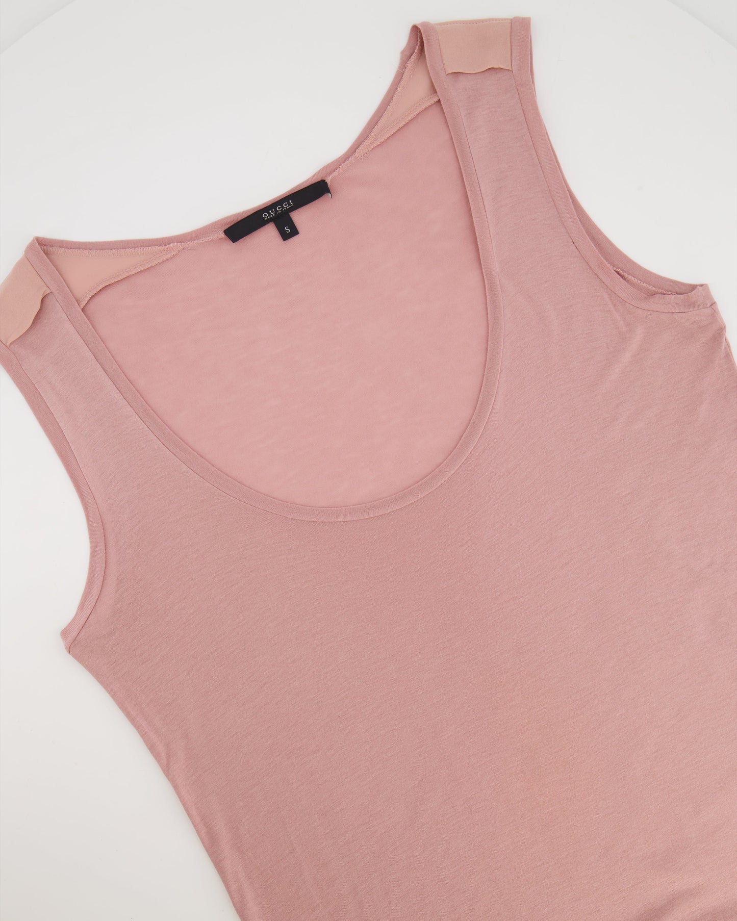 Luxury Gucci Dusty Pink Tank Top with Small Luxury Gucci Logo Size Small (UK 8)