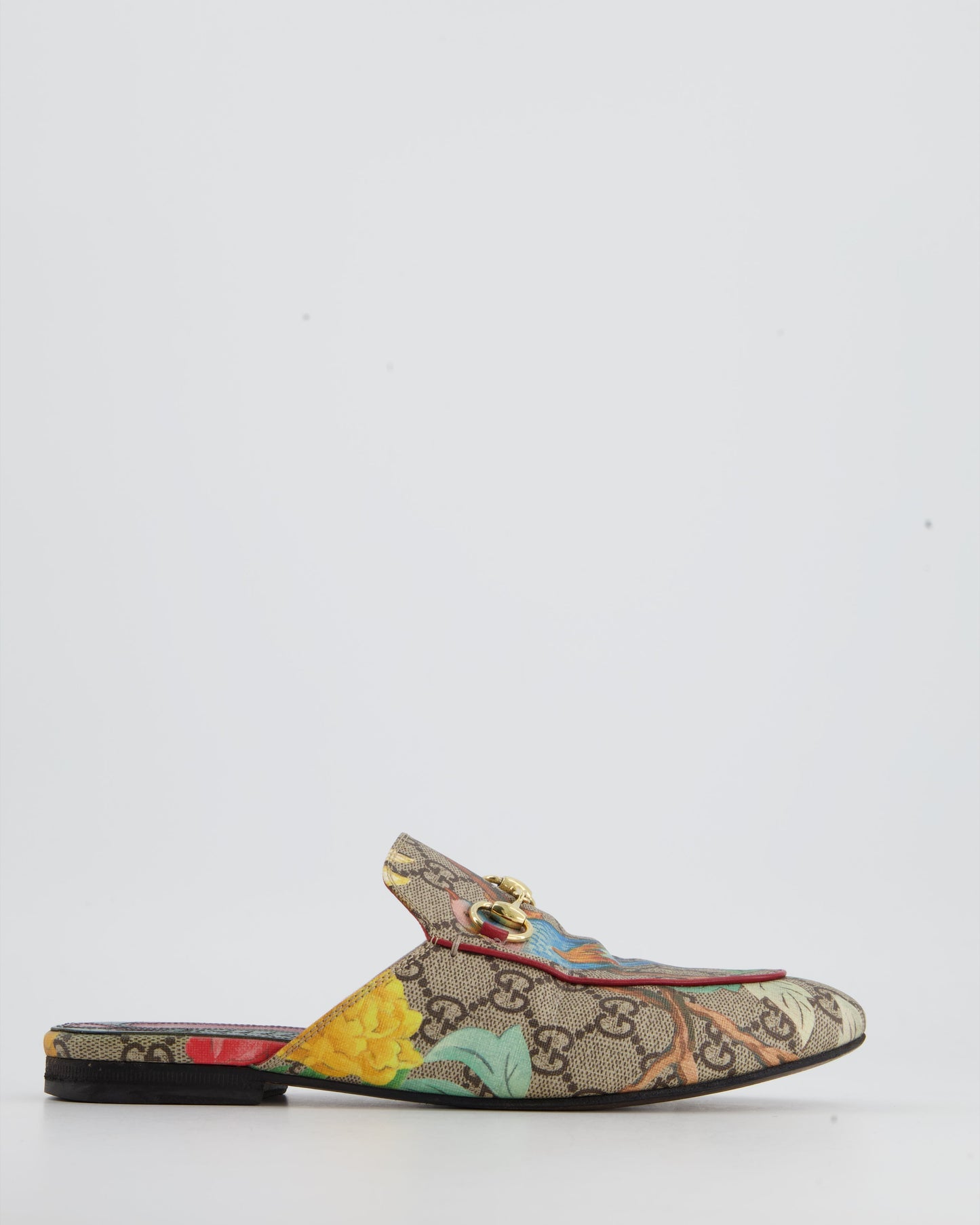 Luxury Gucci Monogram GG Print Mule with Floral Bird Print Size EU 36.5