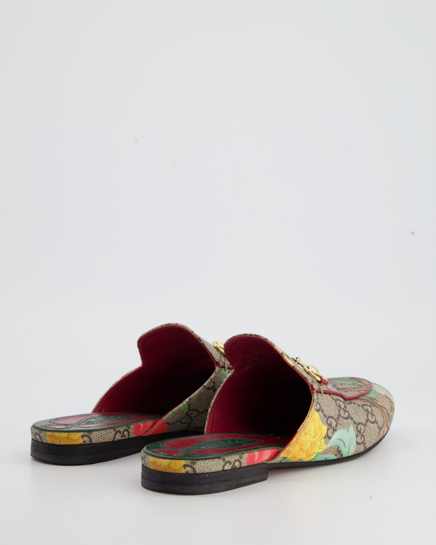 Luxury Gucci Monogram GG Print Mule with Floral Bird Print Size EU 36.5