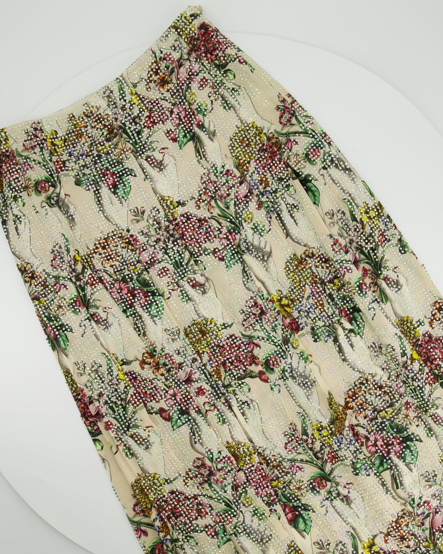 Luxury Gucci Floral Bouquet Print with Crystals Skirt IT 38 (UK 6)  2250