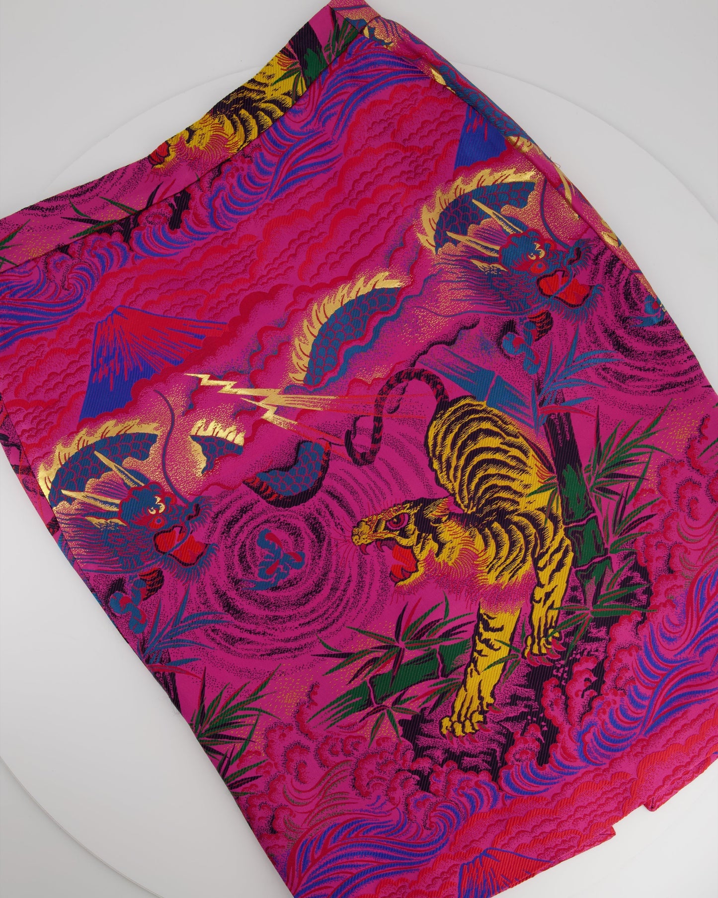 Luxury Gucci Pink, Purple Tiger Printed Pencil Skirt Size 42 (UK 10)