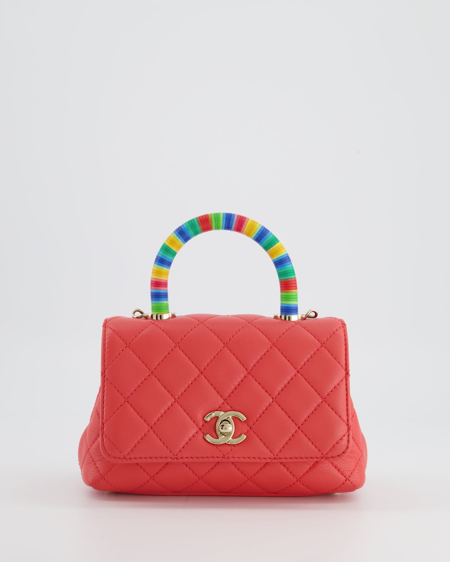 Chanel Pink Extra Mini Coco Multi-Colour Handle Bag in Lambskin with Champagne Gold Hardware