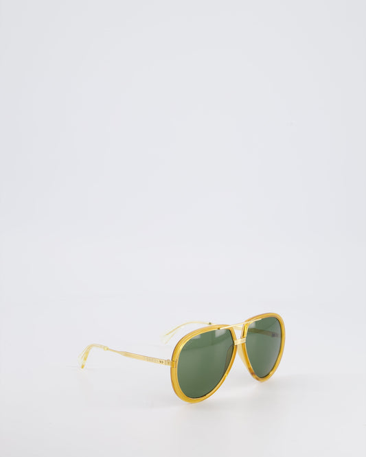 Luxury Gucci Gold Acetate Aviator Sunglasses