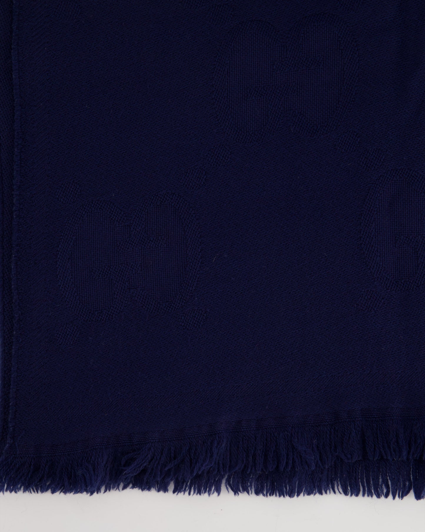Luxury Gucci Navy Wool Monogram GG Printed Scarf