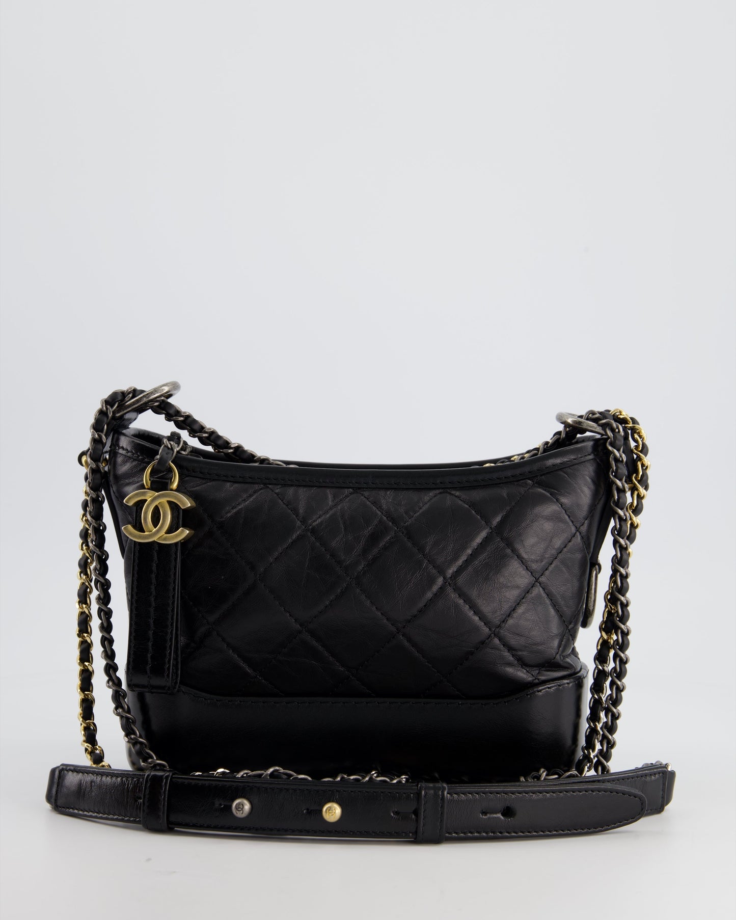 Chanel Black Small Gabrielle Bag in Lambskin Leather with Mixed Hardware