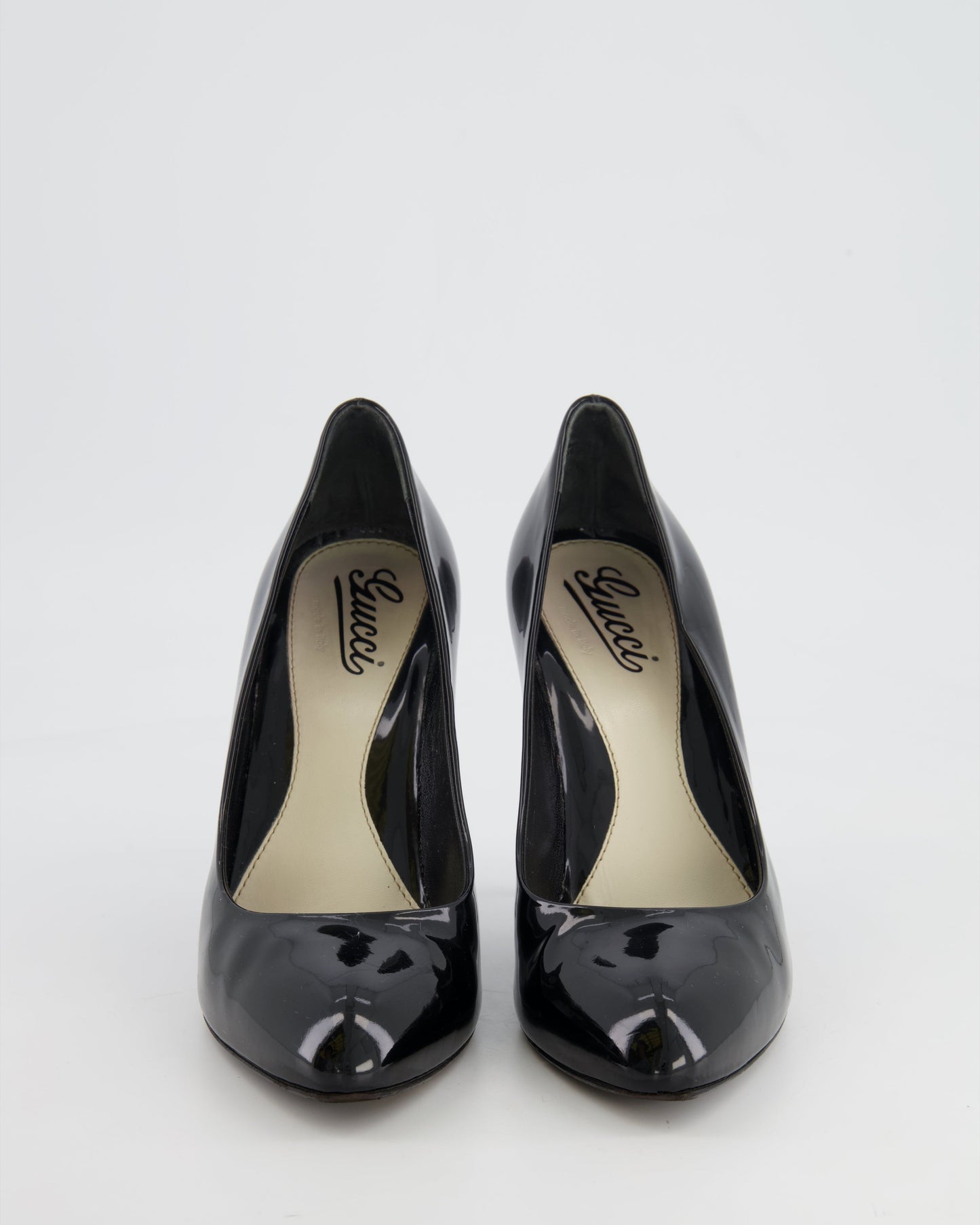 Luxury Gucci Trending 2025 Black Patent Leather Pumps Size EU 38