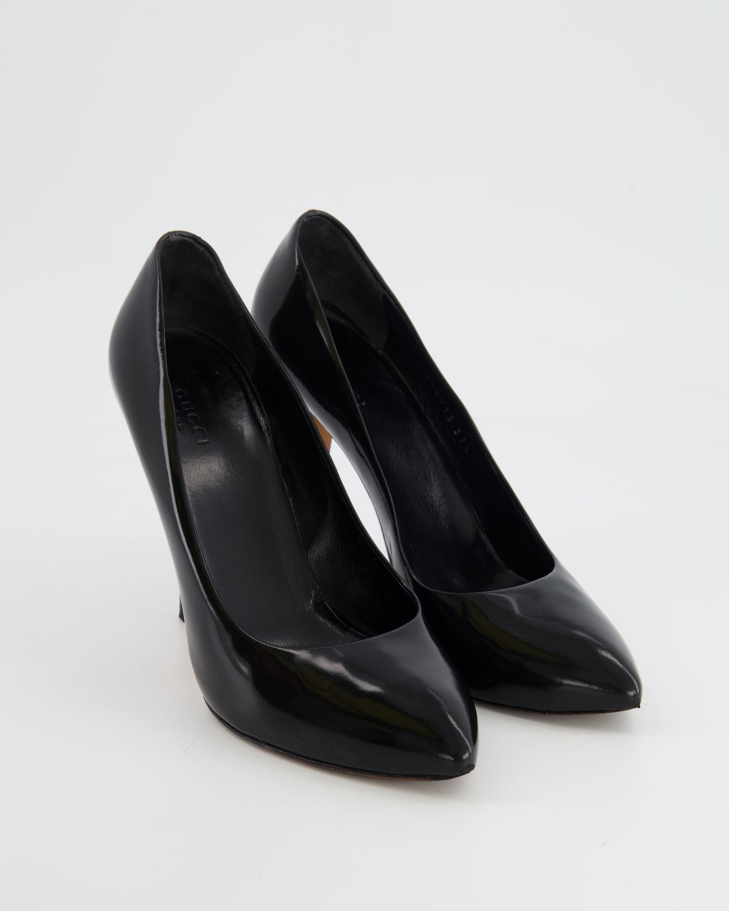 Luxury Gucci Trending 2025 Black Leather Pumps with Silver Logo Details Size EU 37.5