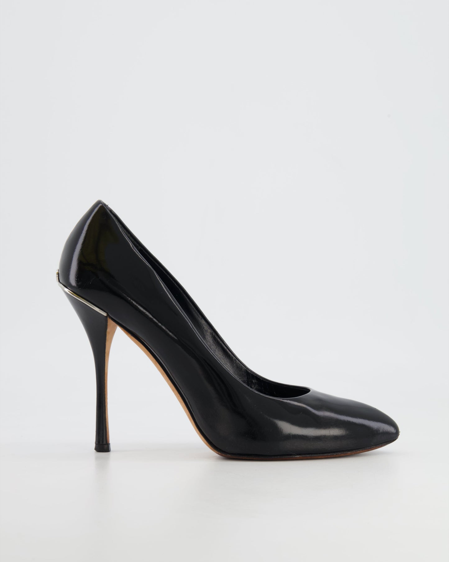 Luxury Gucci Trending 2025 Black Leather Pumps with Silver Logo Details Size EU 37.5