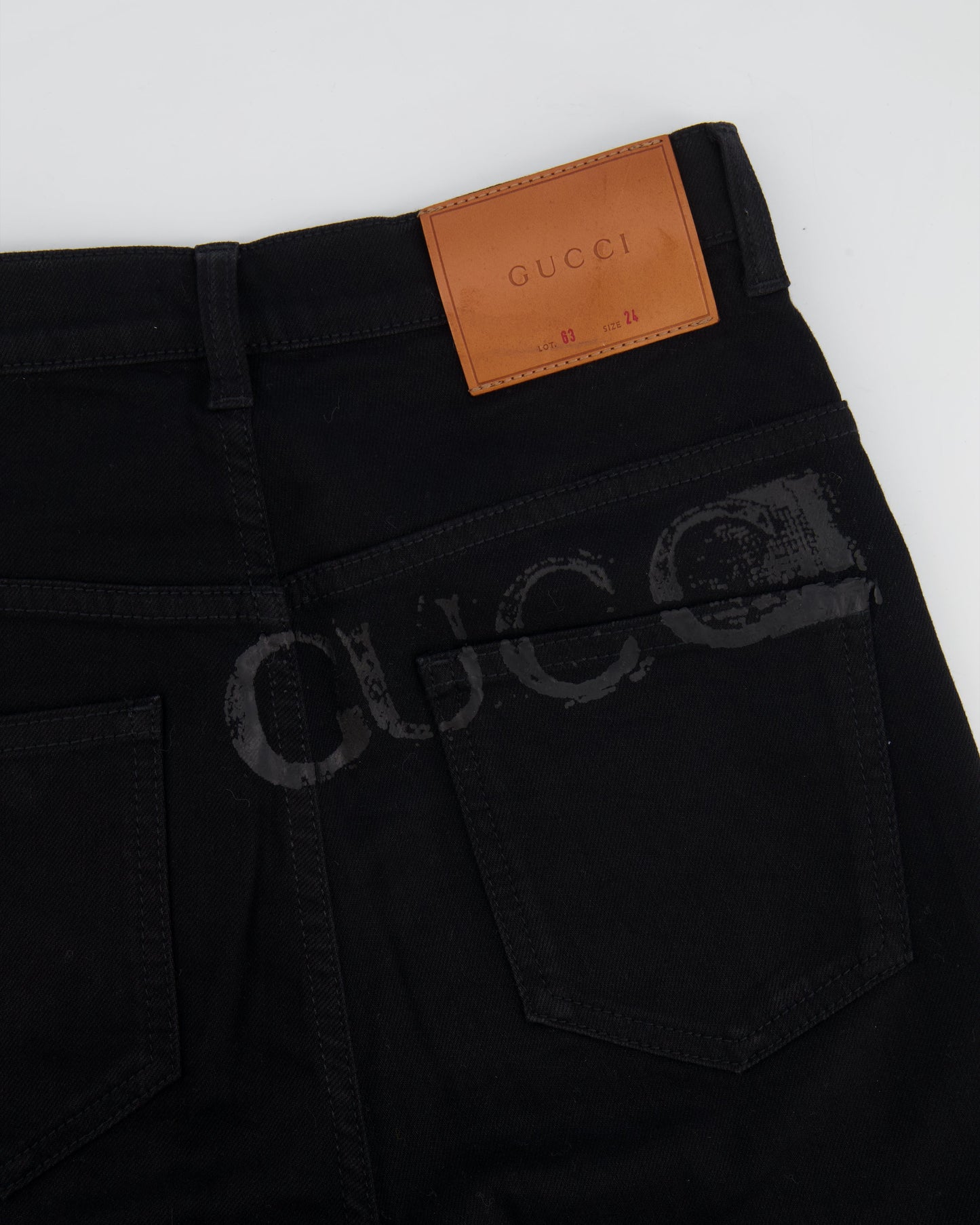 Luxury Gucci Trending 2025 Black Skinny Jeans with Embroidered NY Logo Size 24