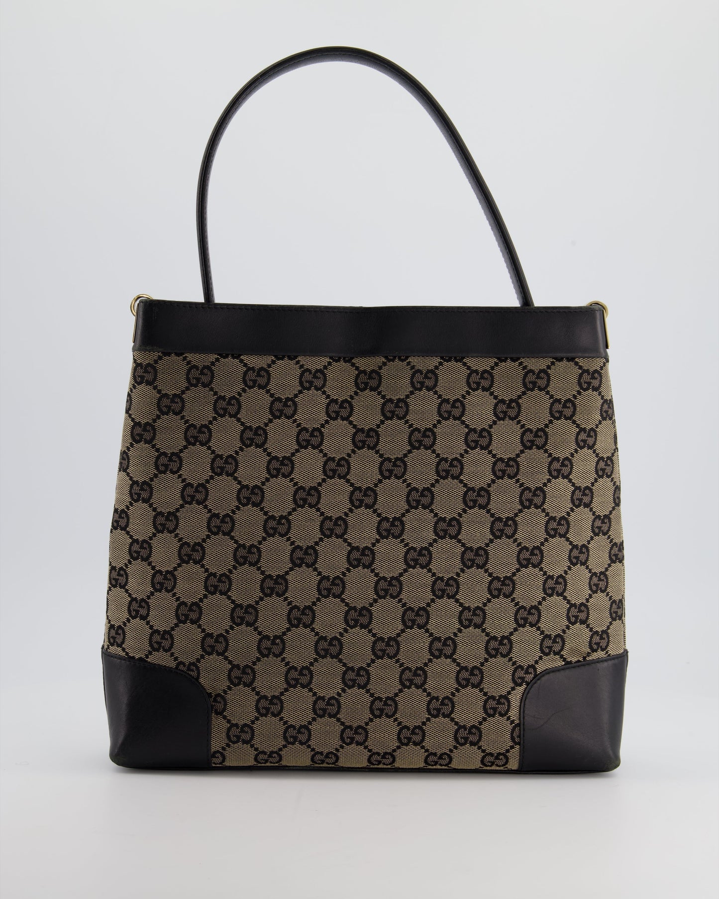 *VINTAGE* Luxury Gucci Black Monogram Shoulder Bag with Silver Hardware