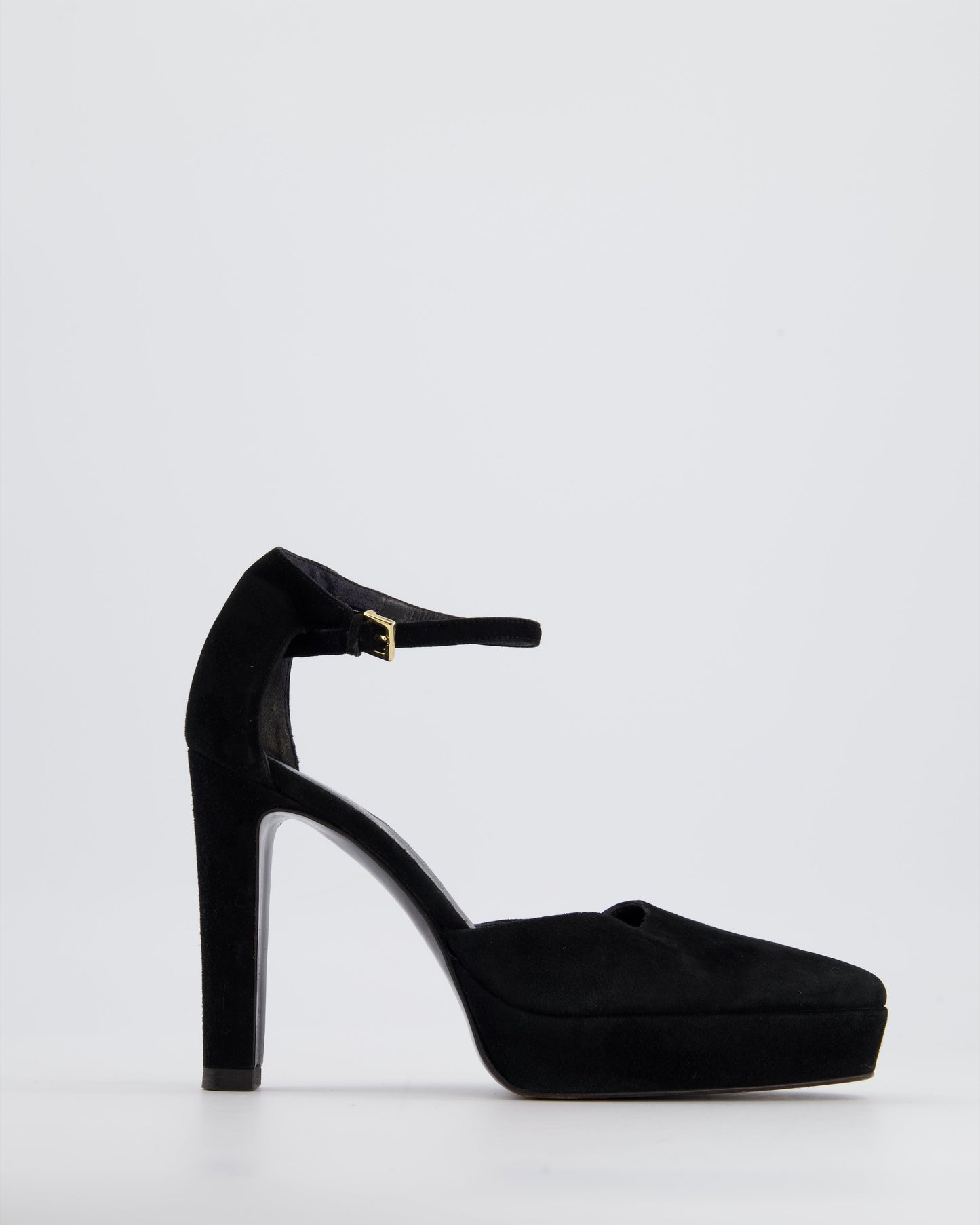 Luxury Gucci Trending 2025 Black Suede Closed Toe Heels with Platform Size EU 38