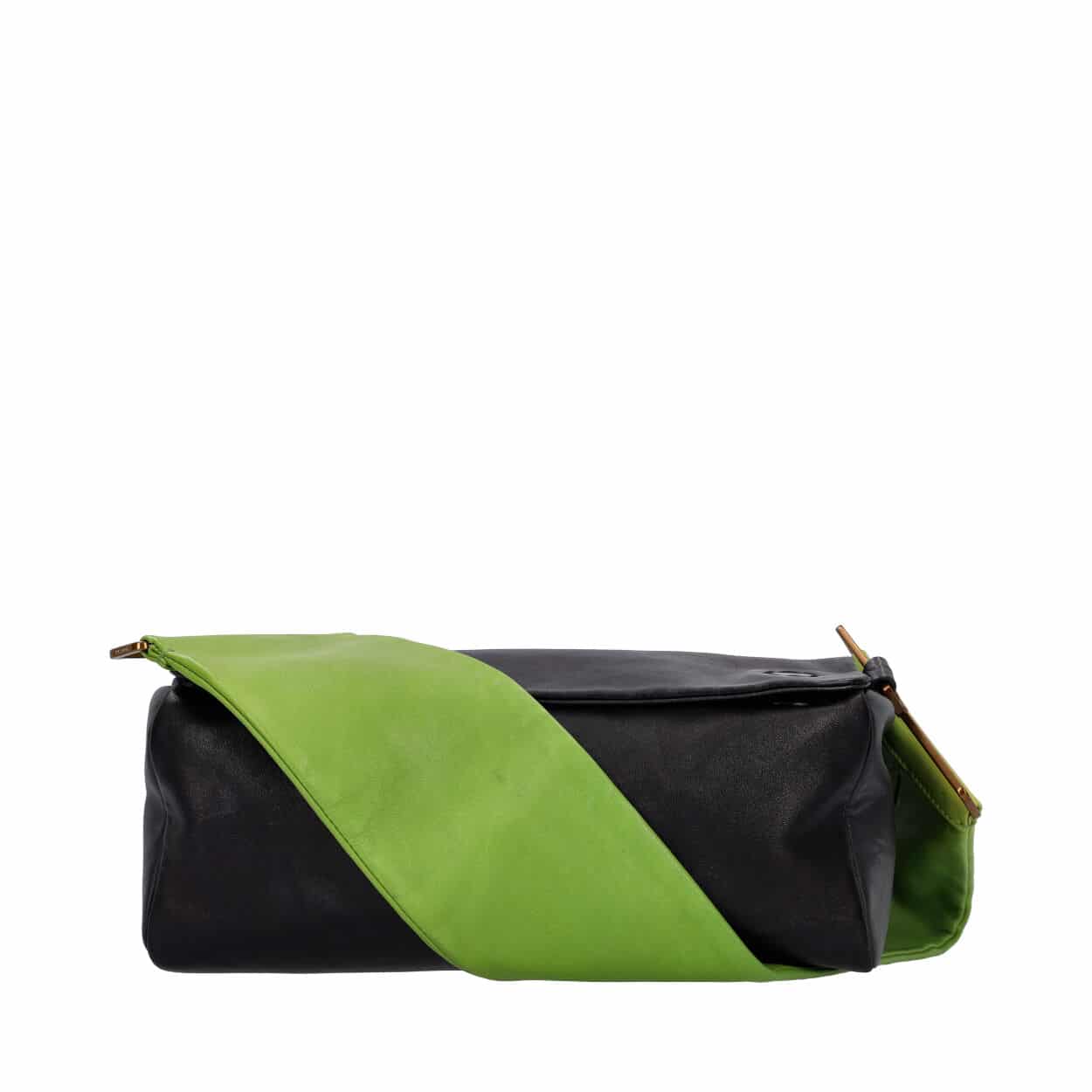 Luxury PradaLeather Shoulder Bag Black/Green
