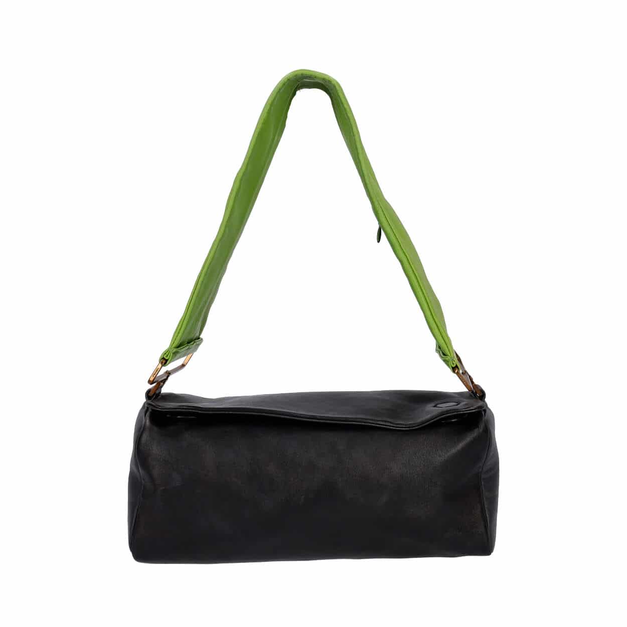 Luxury PradaLeather Shoulder Bag Black/Green