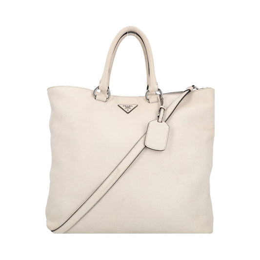 Luxury PradaLeather Tote White