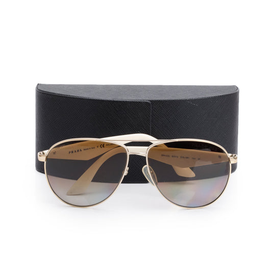 PRADA SPR 53Q White Acetate Aviator Symbole Sunglasses