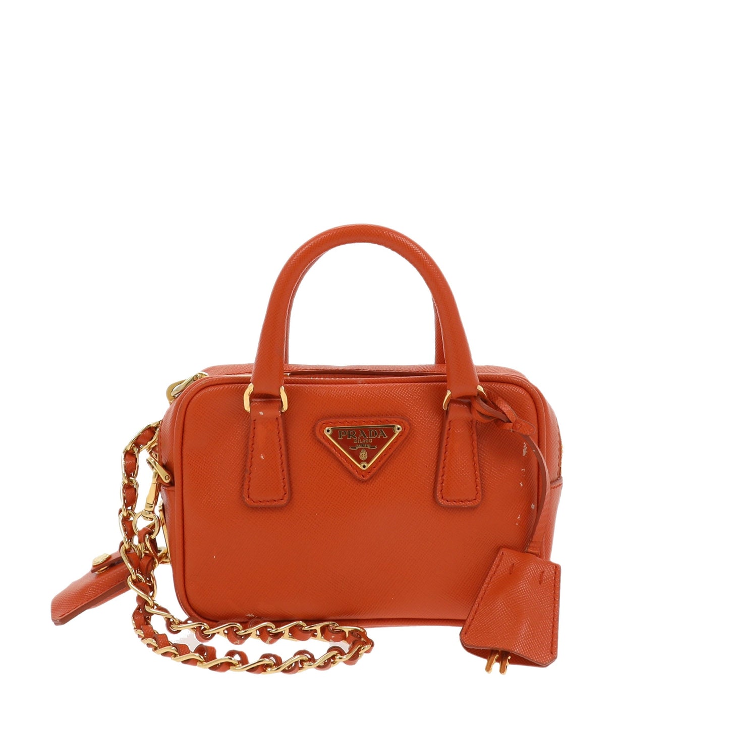 Luxury PradaGalleria Crossbody Bag in Orange Leather