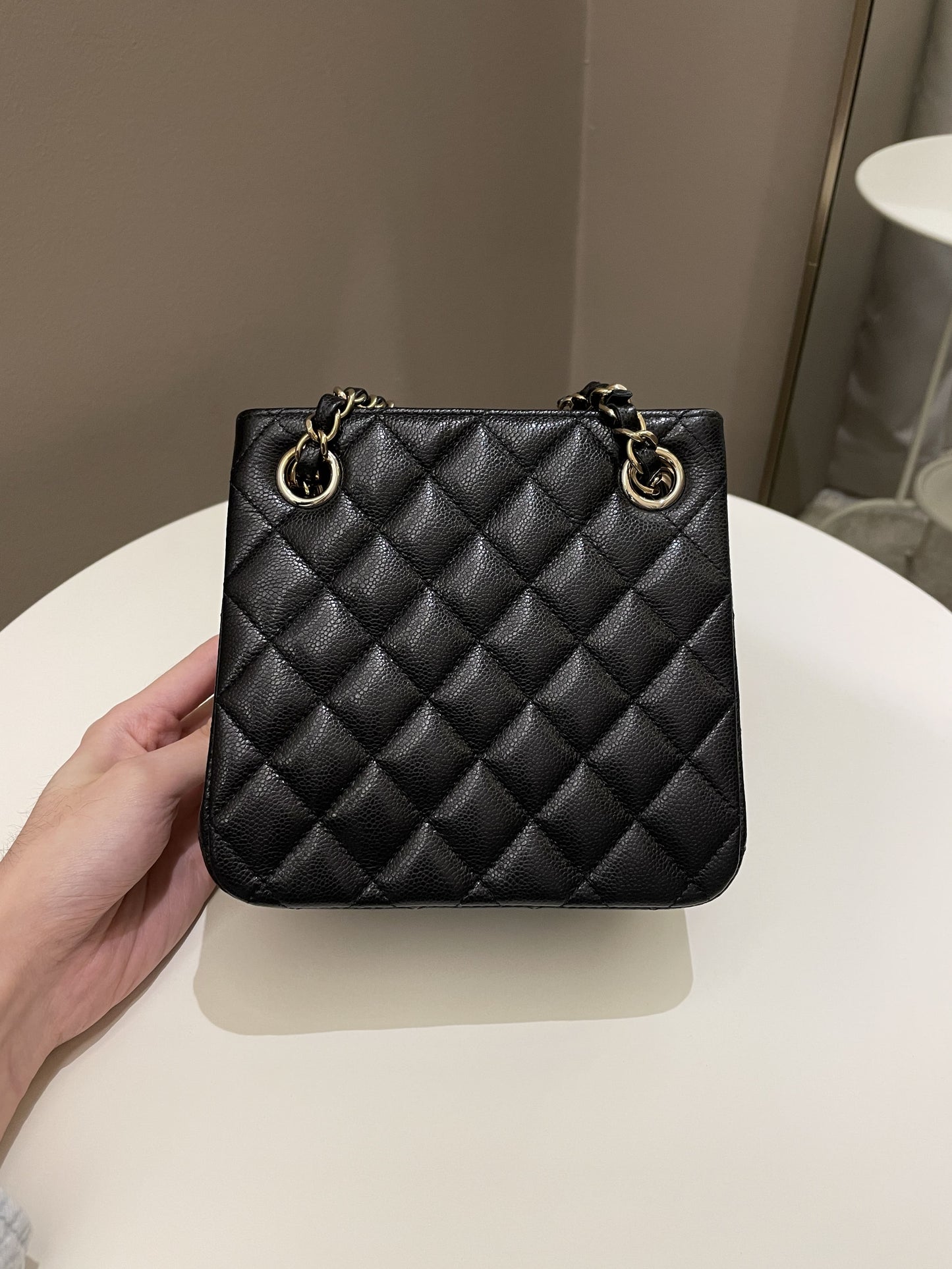 Luxury Chanel Quilted Cc Bucket Bag Black Caviar