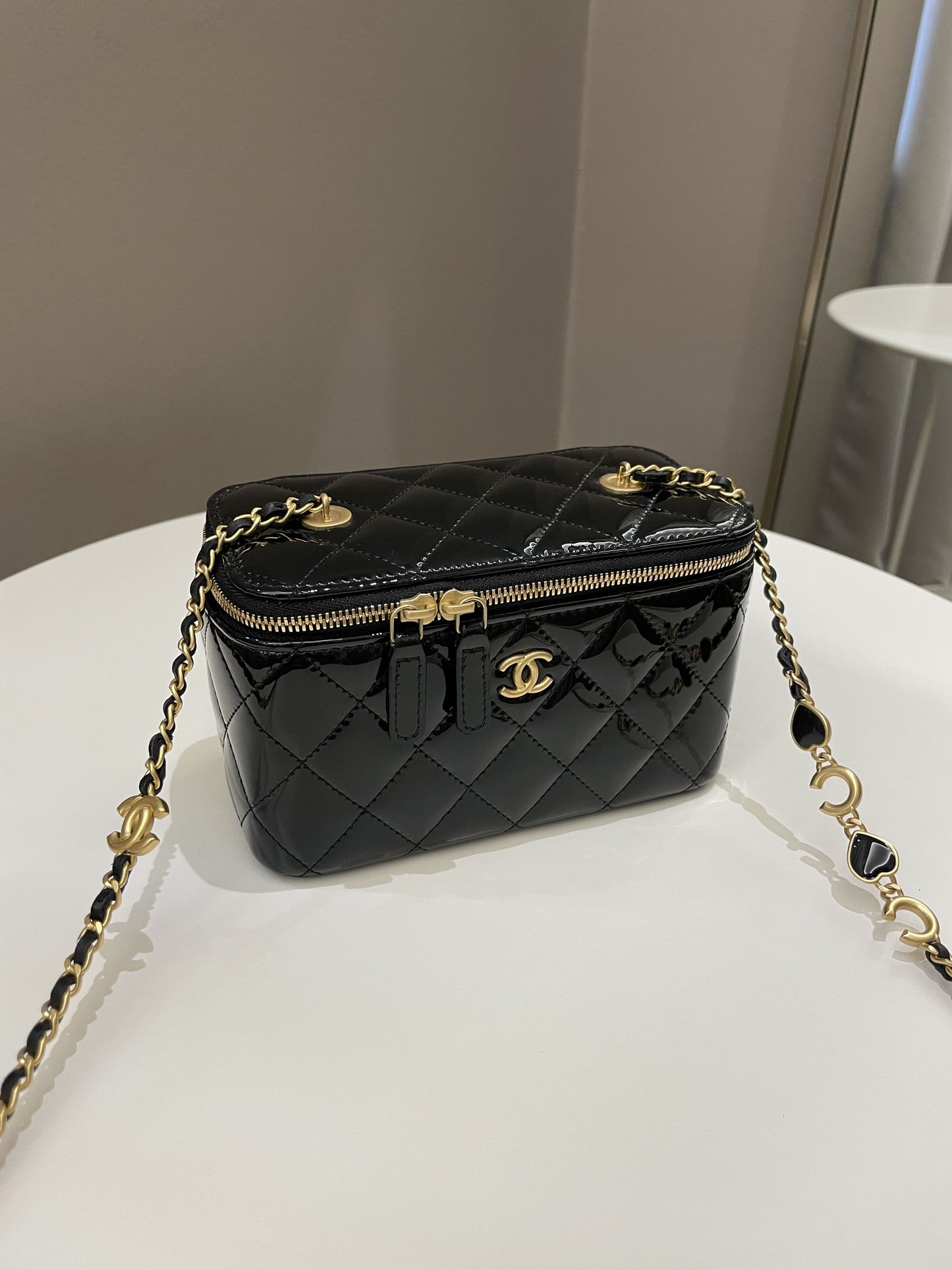 Luxury Chanel Quilted Coco Mini Vanity Rectangular Black Patent