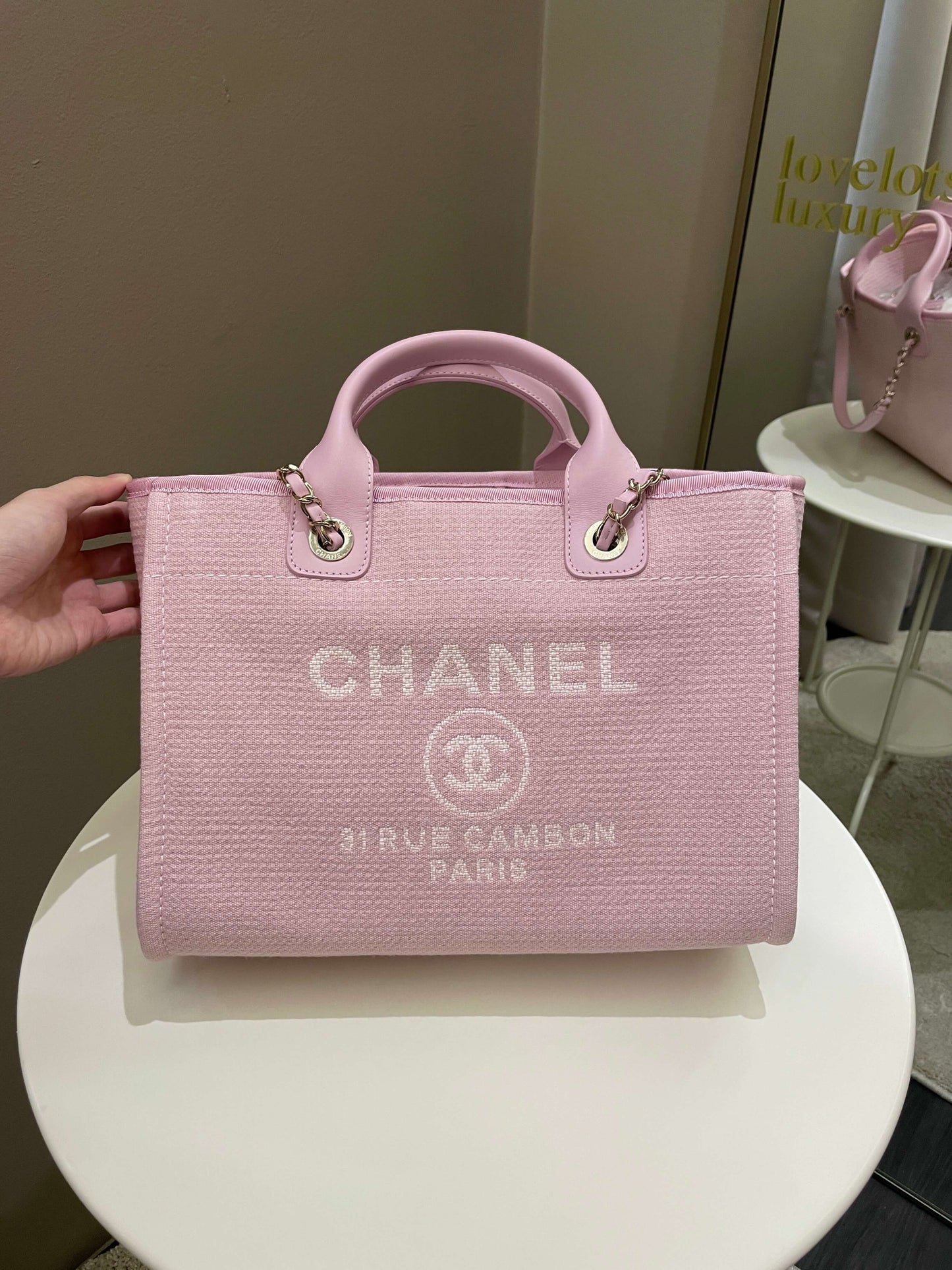 Luxury Chanel 22B Deauville Shopper Tote Sweet Pink
