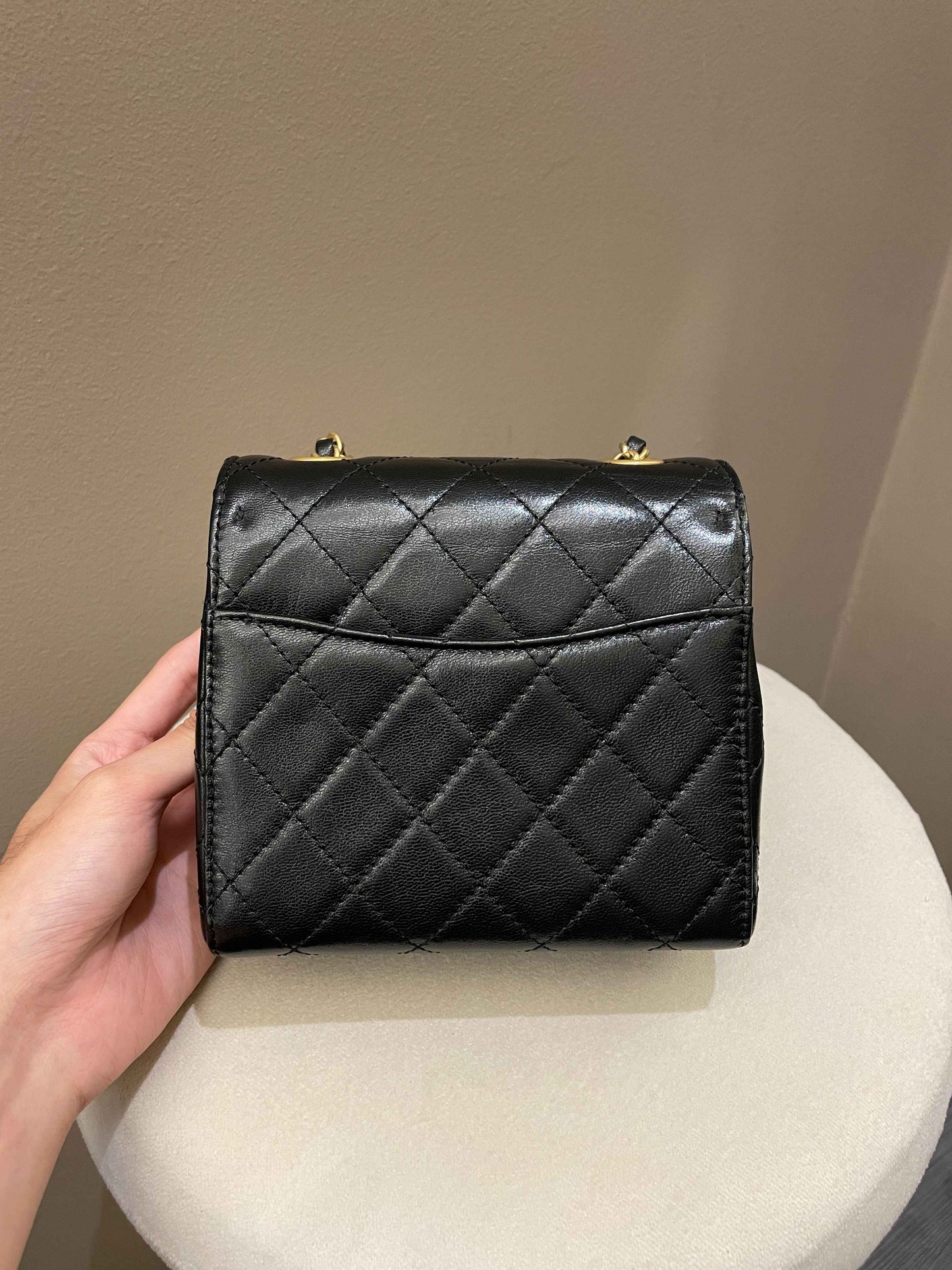 Luxury Chanel 22K Mini Square Flap Bag Black