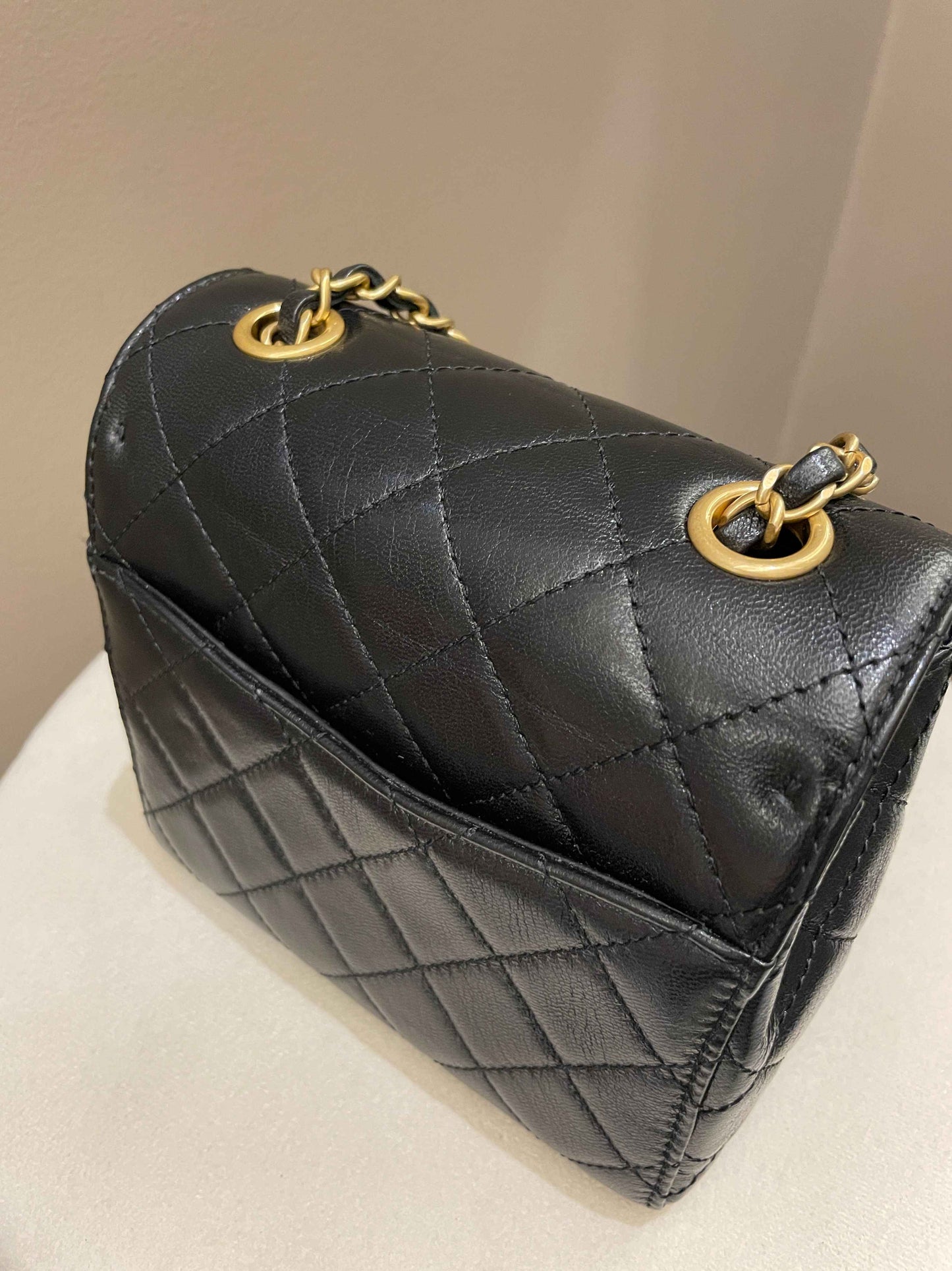 Luxury Chanel 22K Mini Square Flap Bag Black