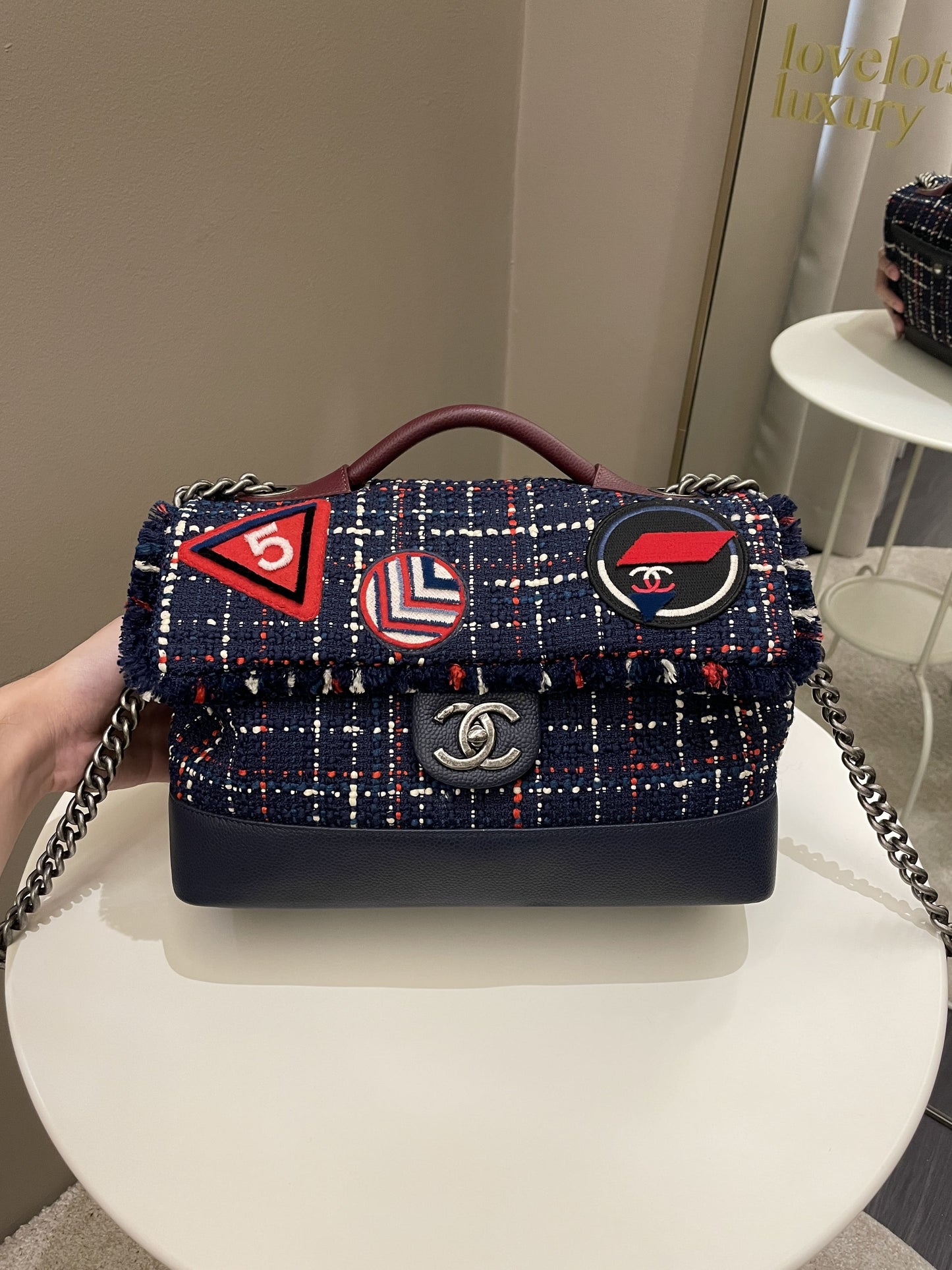 Luxury Chanel Airline Tweed Flap Bag Multicolor Tweed