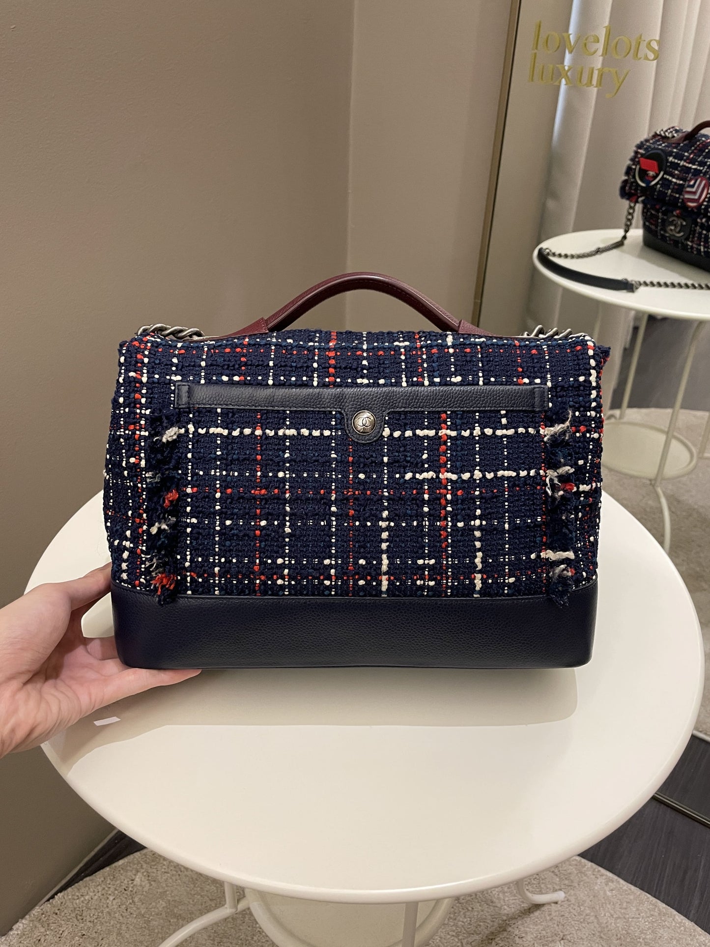 Luxury Chanel Airline Tweed Flap Bag Multicolor Tweed