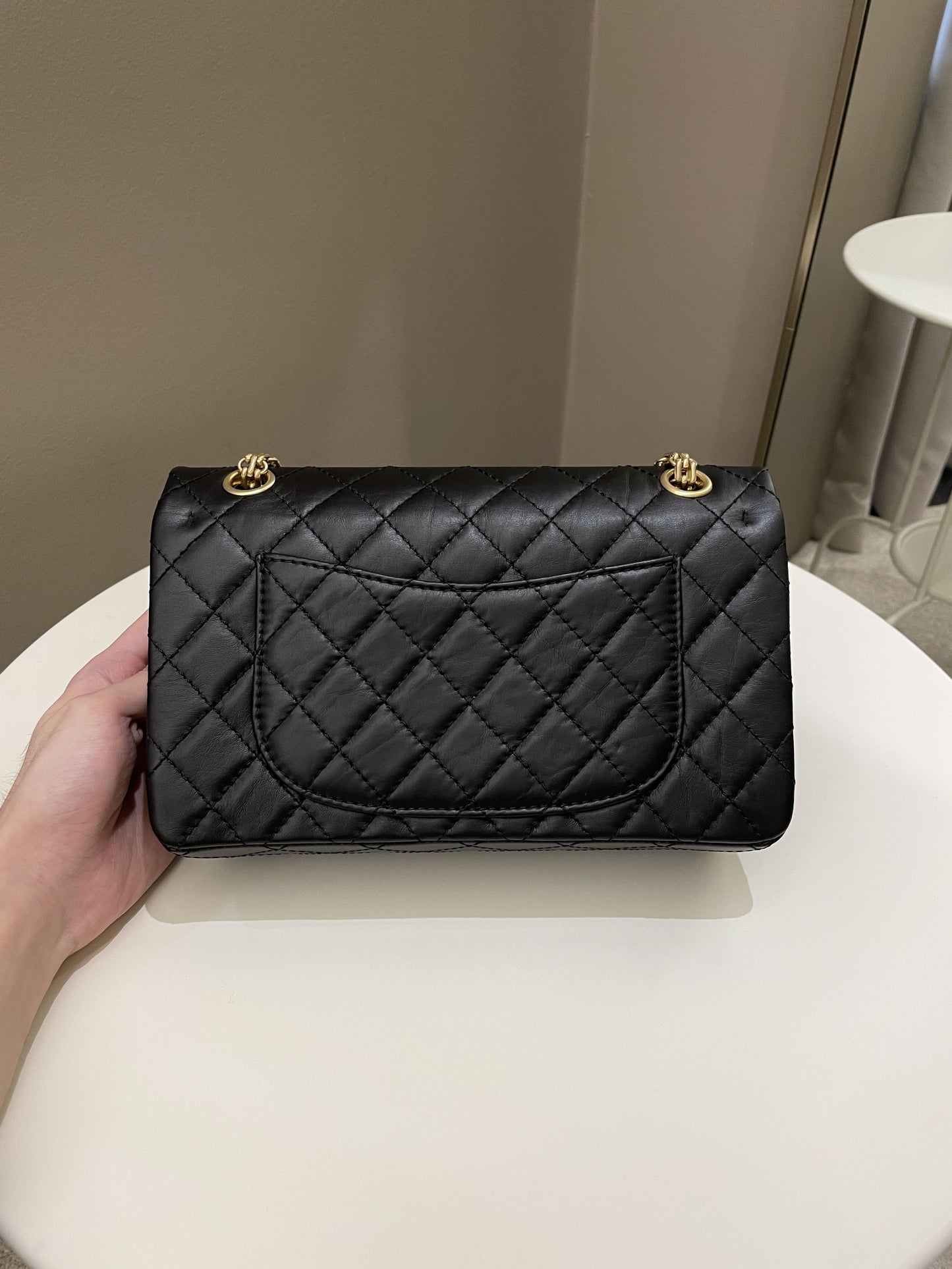Luxury Chanel 2.55 225 Quilted Reissue Double Flap Black Aged Calfskin