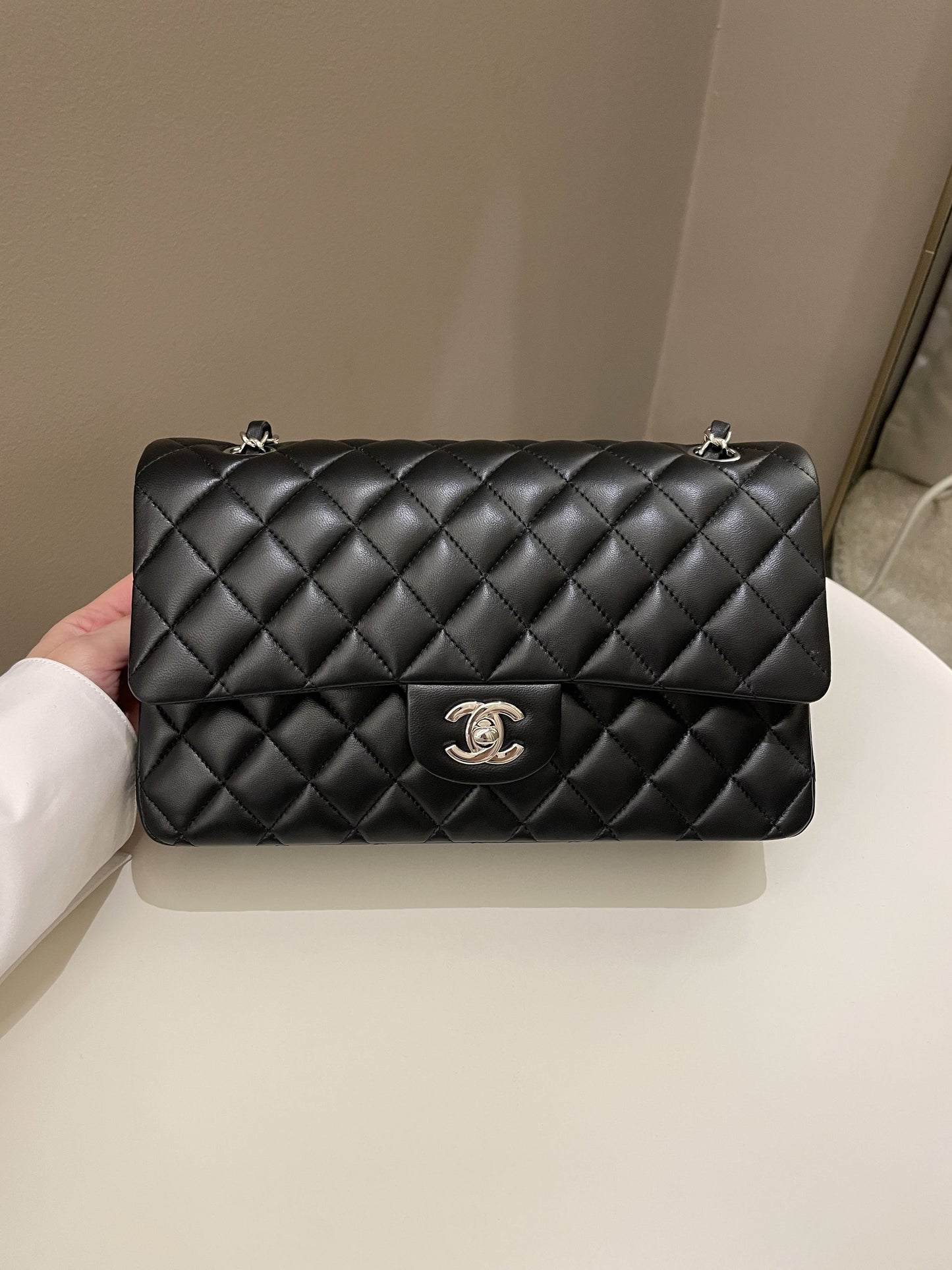 Luxury Chanel Classic Quilted Medium Double Flap Black Lambskin