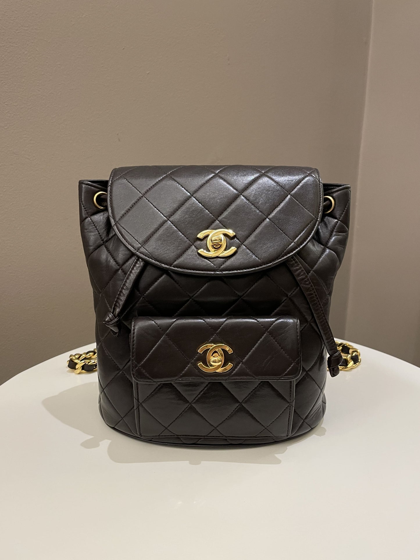 Luxury Chanel Quilted Vintage Duma Cc Backpack Brown Lambskin