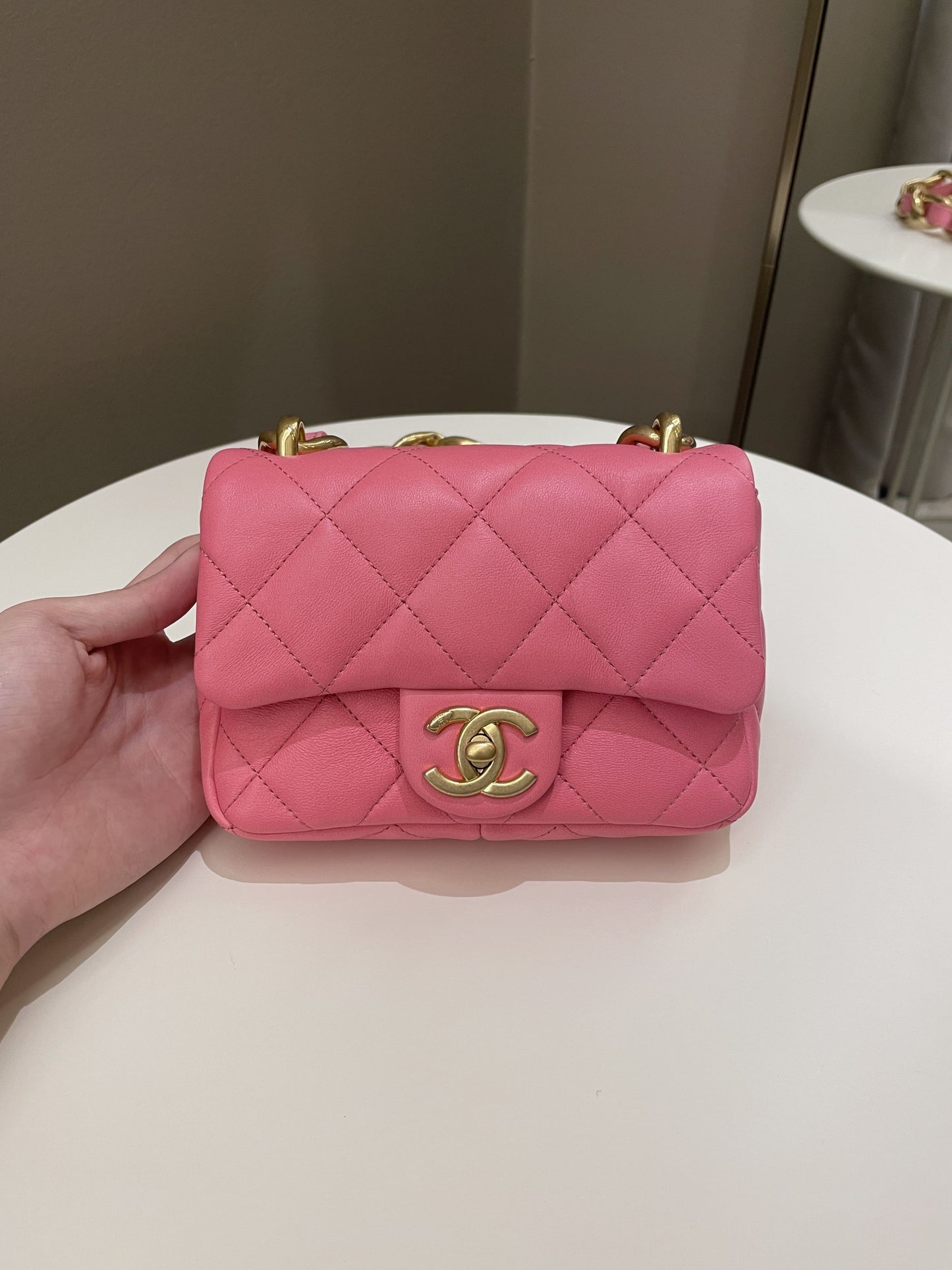 Luxury Chanel 22S Funky Town Flap Bag Pink Calfskin