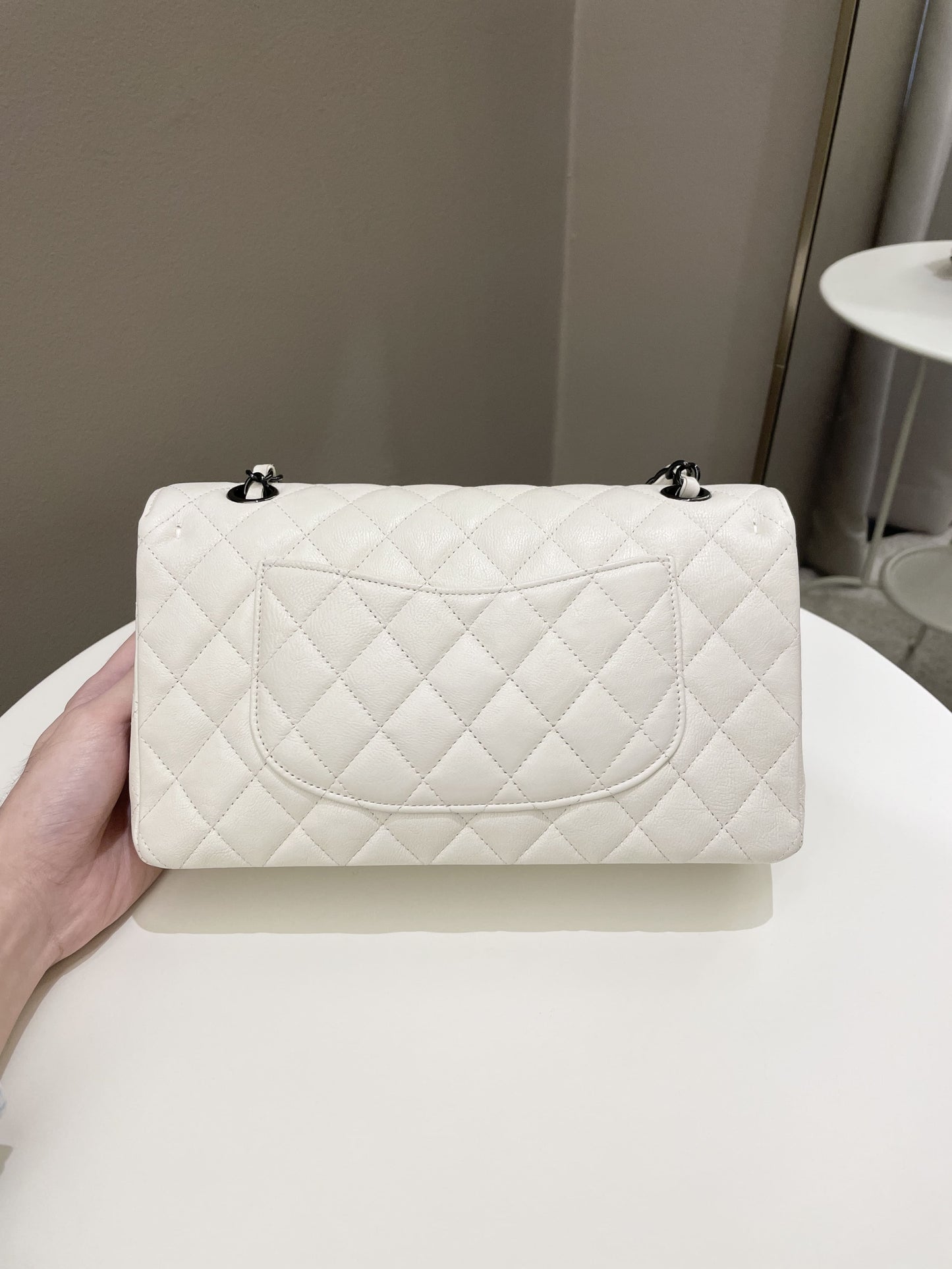 Luxury Chanel Classic Quilted Medium Double Flap Ivory Calf