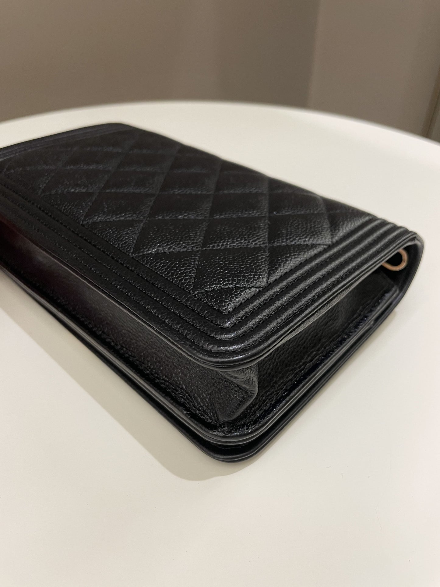 Luxury Chanel Quilted Boy Wallet On Chain Black Caviar