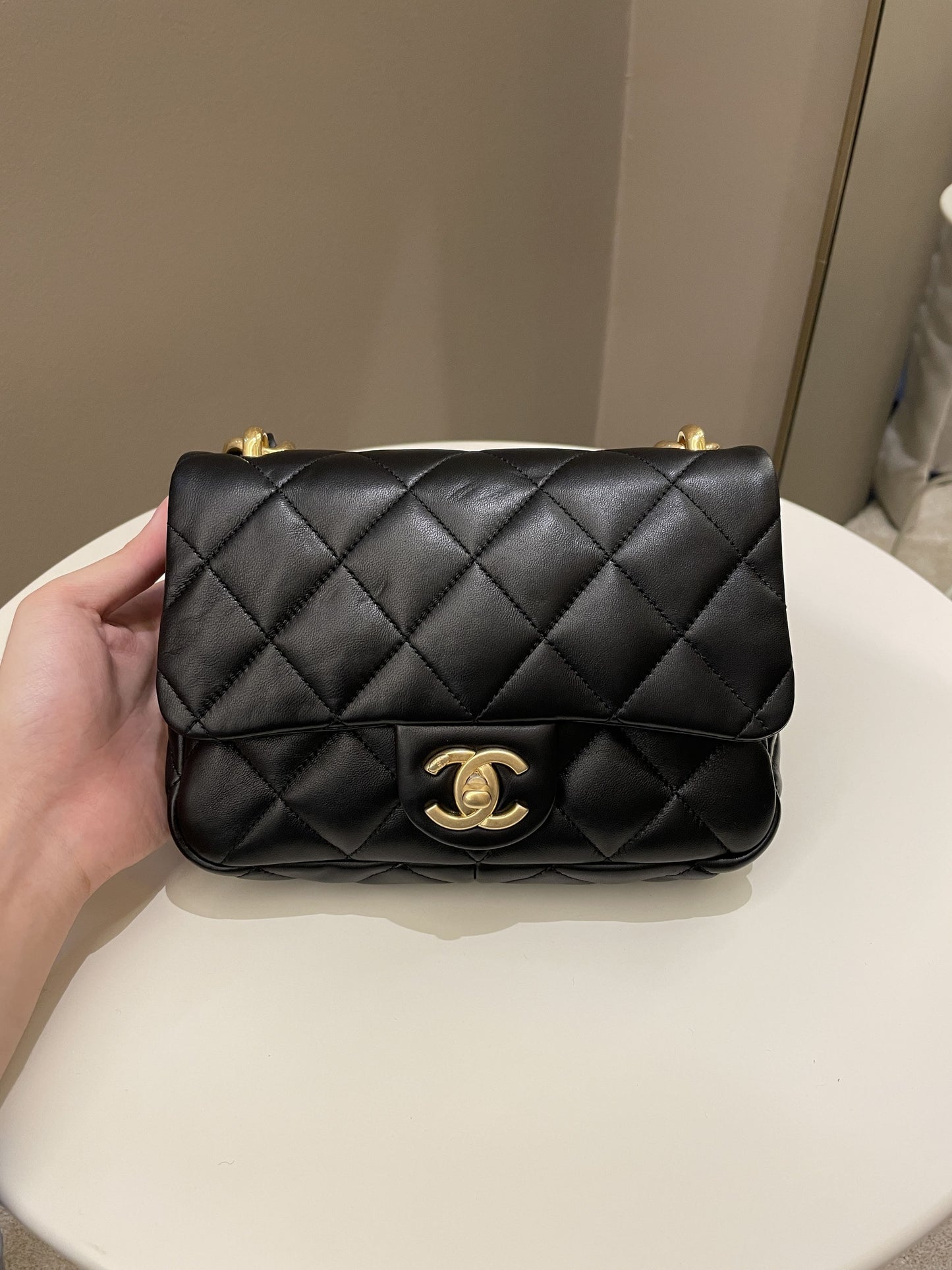 Luxury Chanel 22S Funky Town Flap Bag Black Calfskin