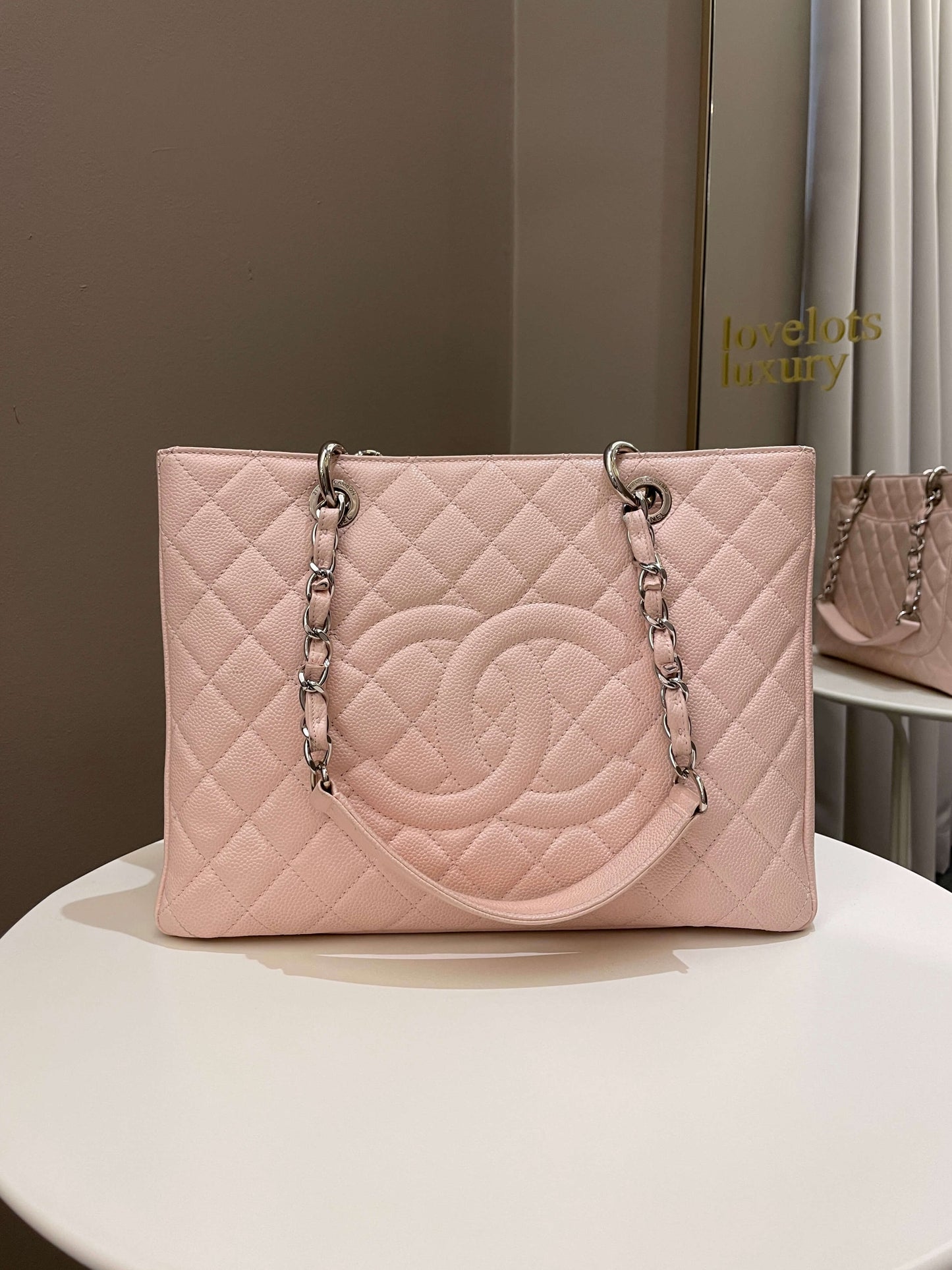 Luxury Chanel Classic Quilted GST Light Pink Caviar