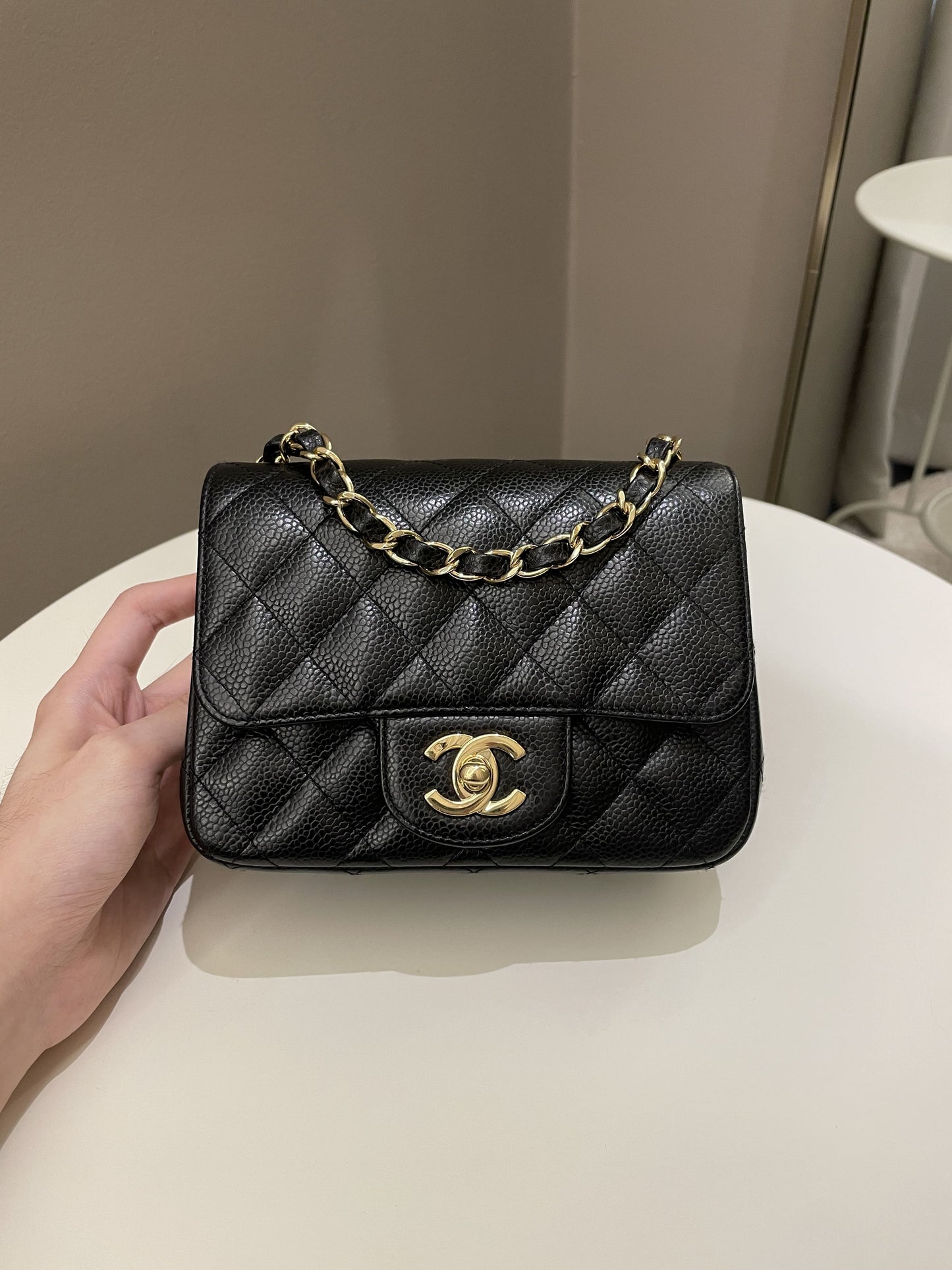 Luxury Chanel Classic Quilted Mini Square Black Caviar